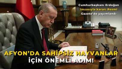 Cumhurbaşkanı Kararı Resmî Gazete’de Yayımlandı: Afyon’daki Sahipsiz Hayvanlar İçin Önemli Adım!