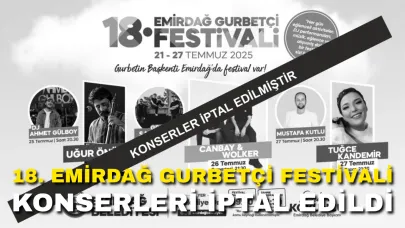 18. Emirdağ Gurbetçi Festivali Konserleri İptal Edildi