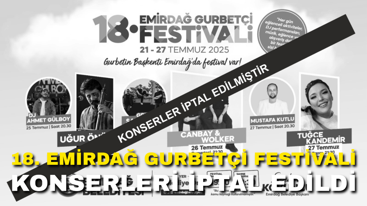 18. Emirdağ Gurbetçi Festivali Konserleri İptal Edildi