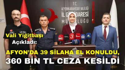 Vali Yiğitbaşı Açıkladı: Afyon’da 39 Silaha El Konuldu, 360 Bin TL Ceza Kesildi