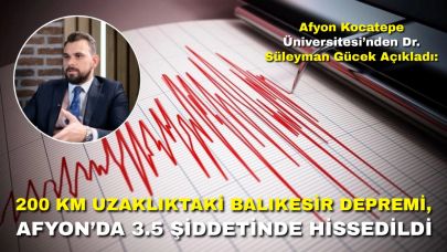 Afyon Kocatepe Üniversitesi’nden Dr. Süleyman Gücek Açıkladı: 200 Km Uzaklıktaki Balıkesir Depremi, Afyon’da 3.5 Şiddetinde Hissedildi