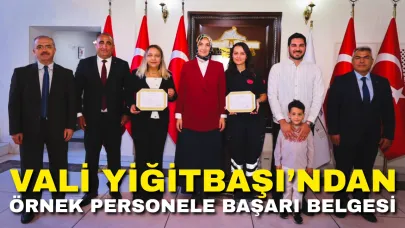 Vali Yiğitbaşı’ndan Örnek Personele Başarı Belgesi