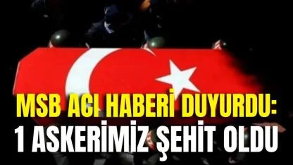 MSB Acı Haberi Duyurdu: 1 Askerimiz Şehit Oldu