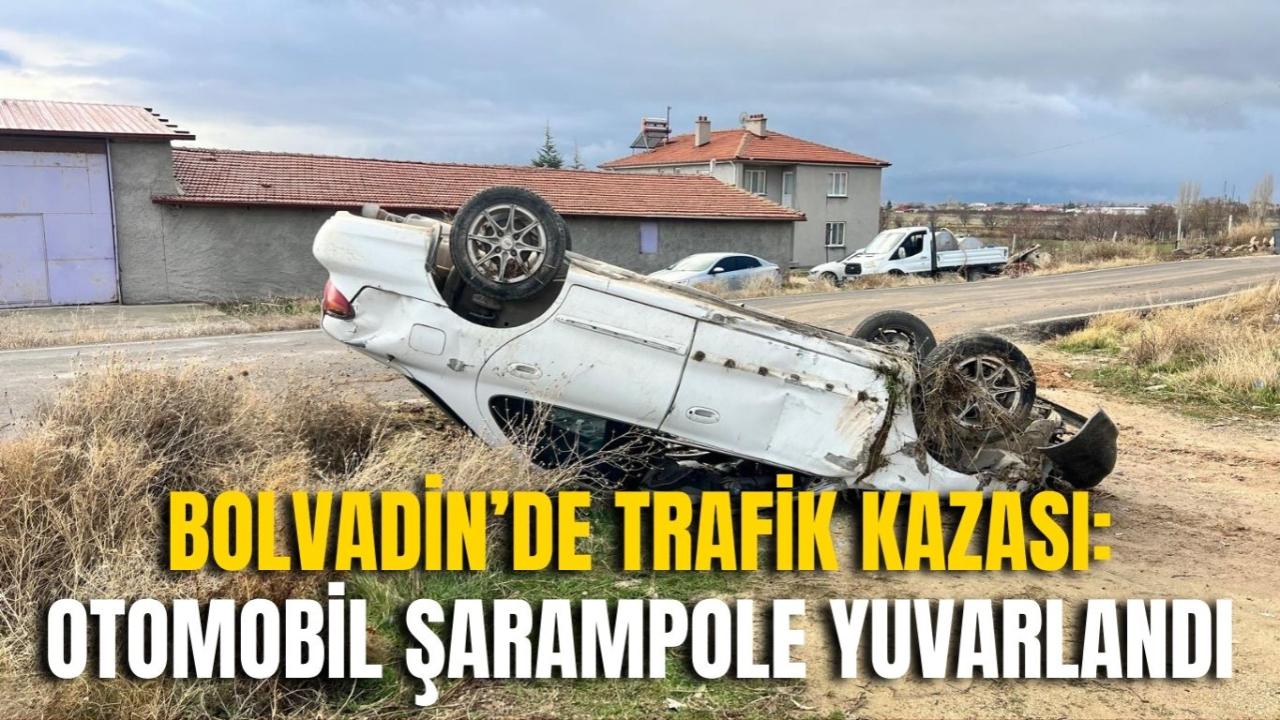 Bolvadin’de Trafik Kazası: Otomobil Şarampole Yuvarlandı, Sürücü Yaralandı