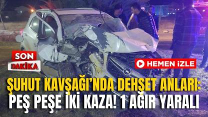 Şuhut Kavşağı’nda Dehşet Anları: Peş Peşe İki Kaza! 1 Ağır Yaralı