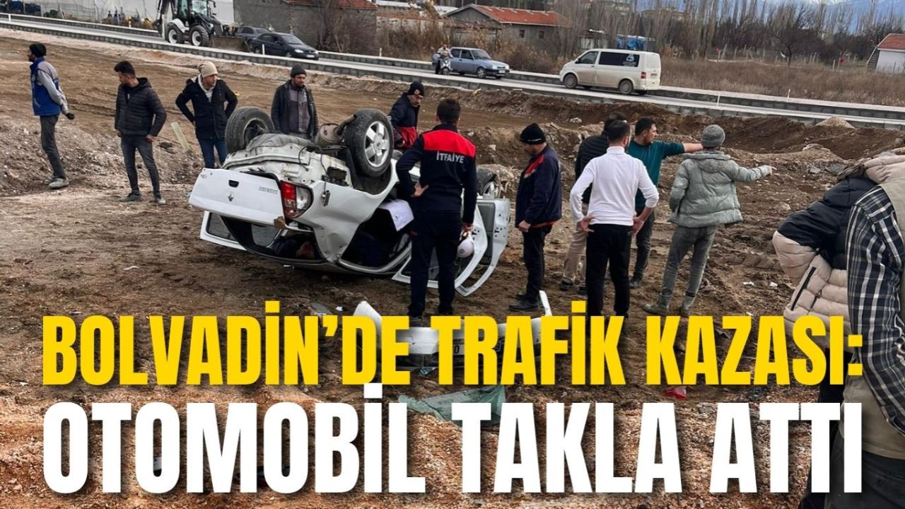 Afyon Bolvadin’de Trafik Kazası: Otomobil Takla Attı