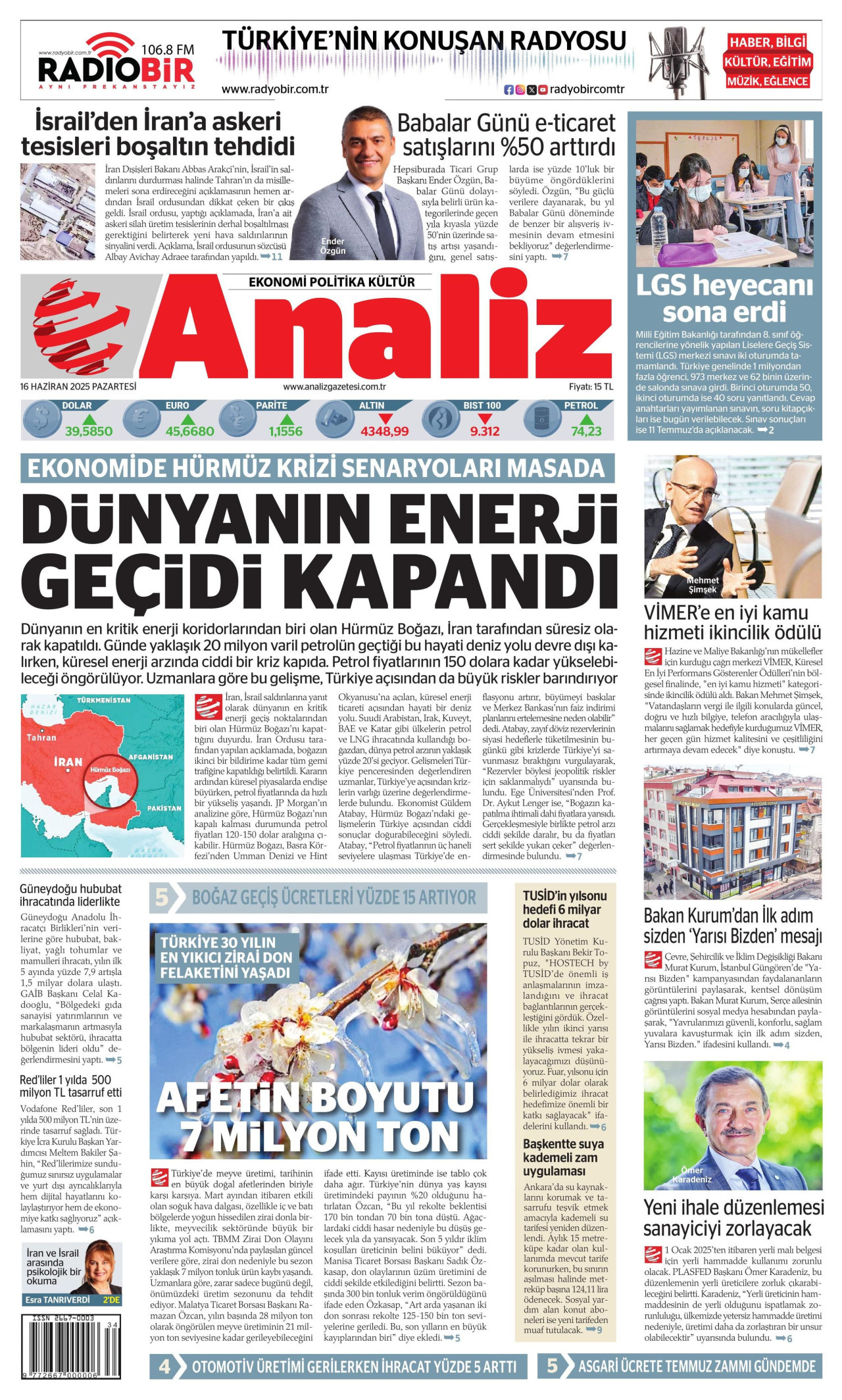 ANALİZ Gazete Manşeti