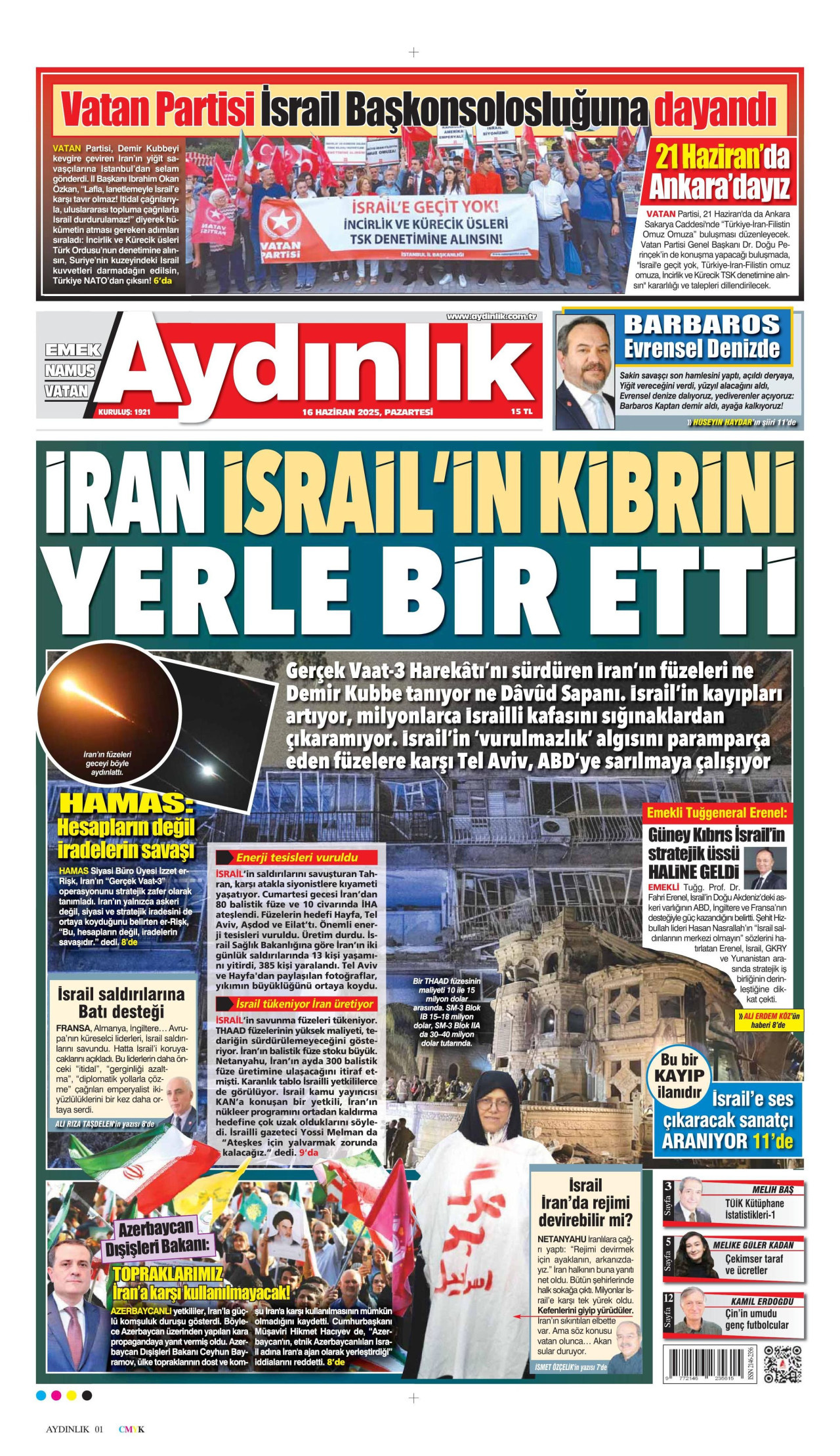 AYDINLIK GAZETESİ Gazete Manşeti