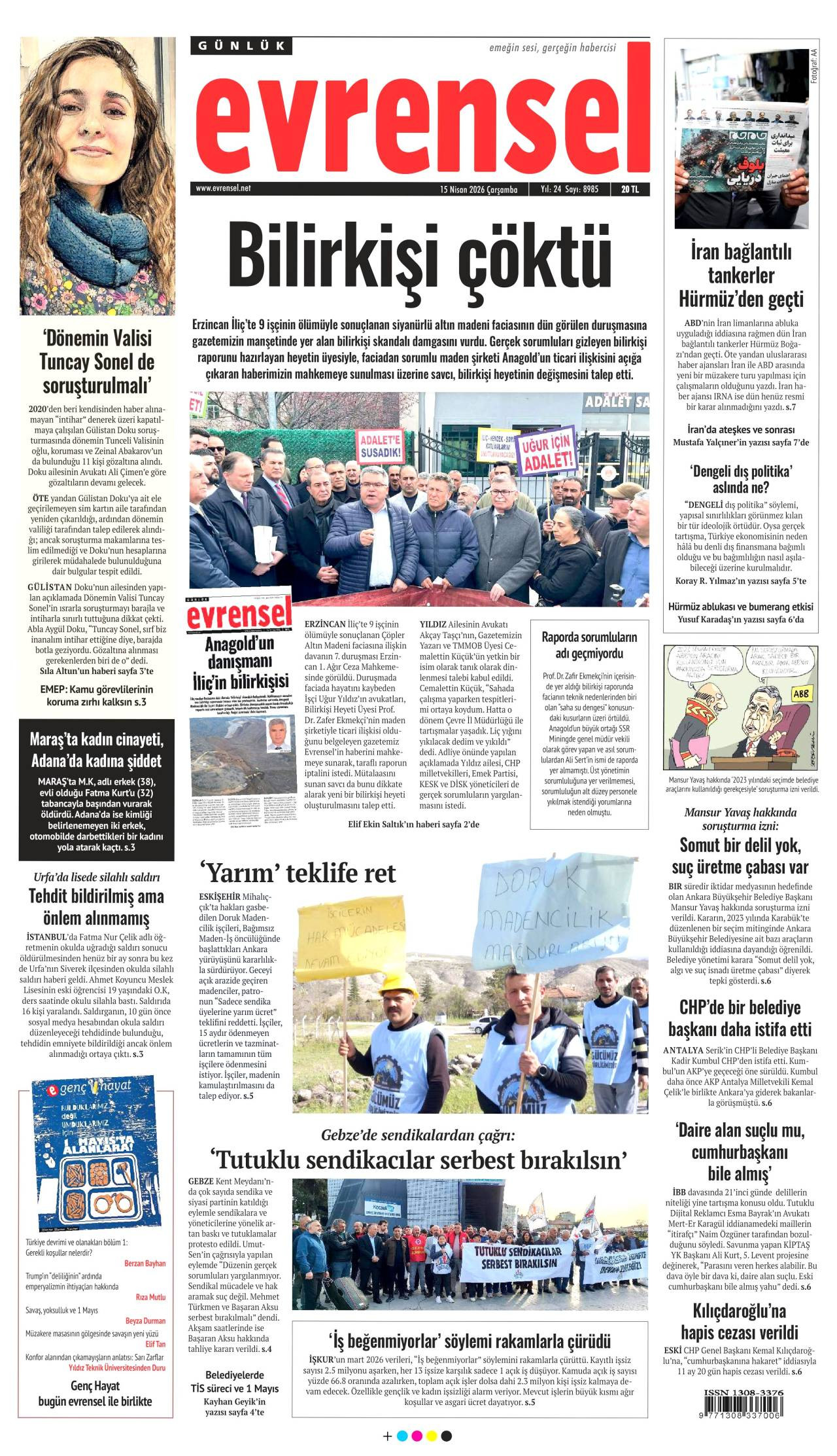 Evrensel Gazetesi Gazete Manşeti