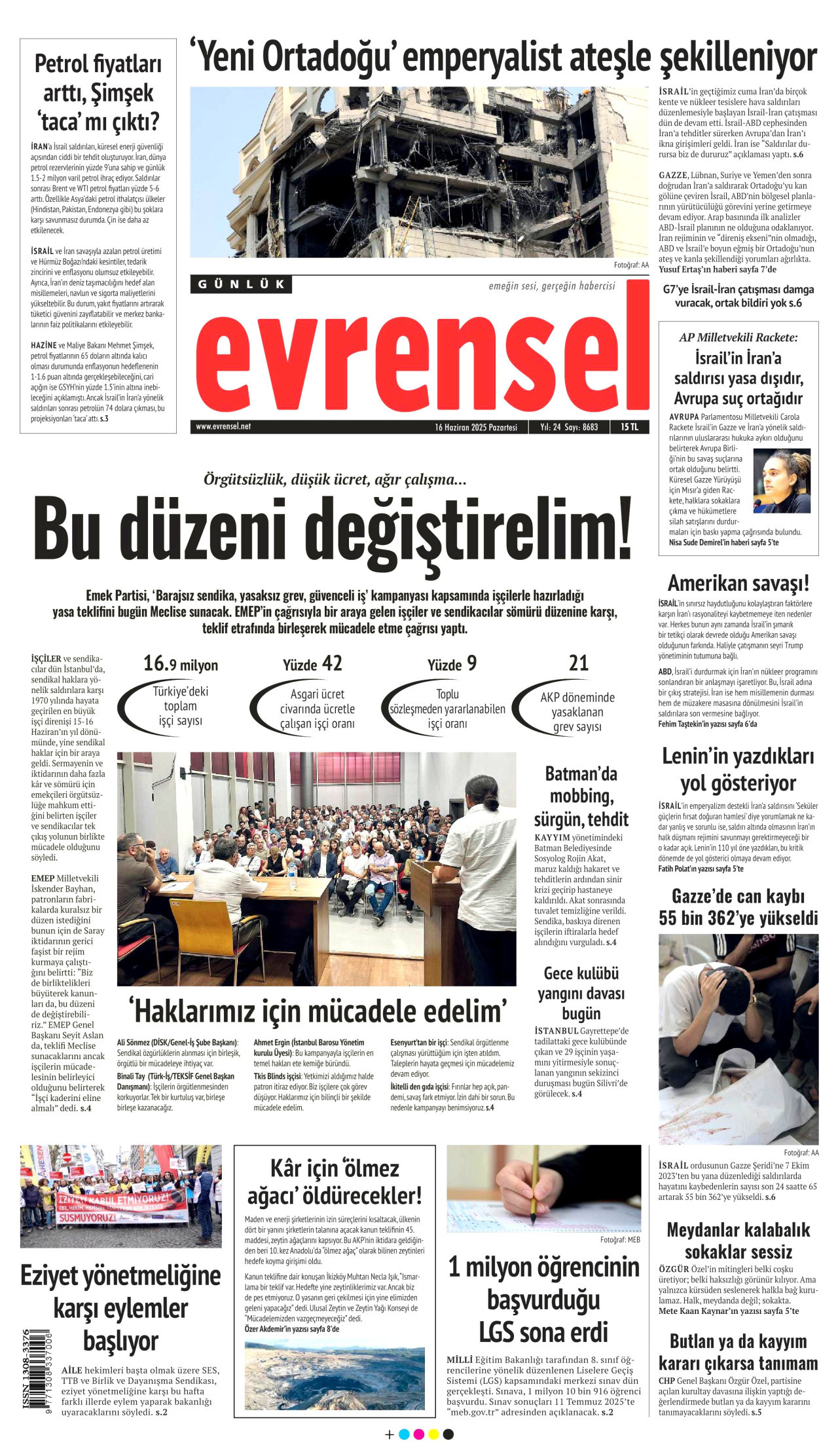 EVRENSEL Gazete Manşeti