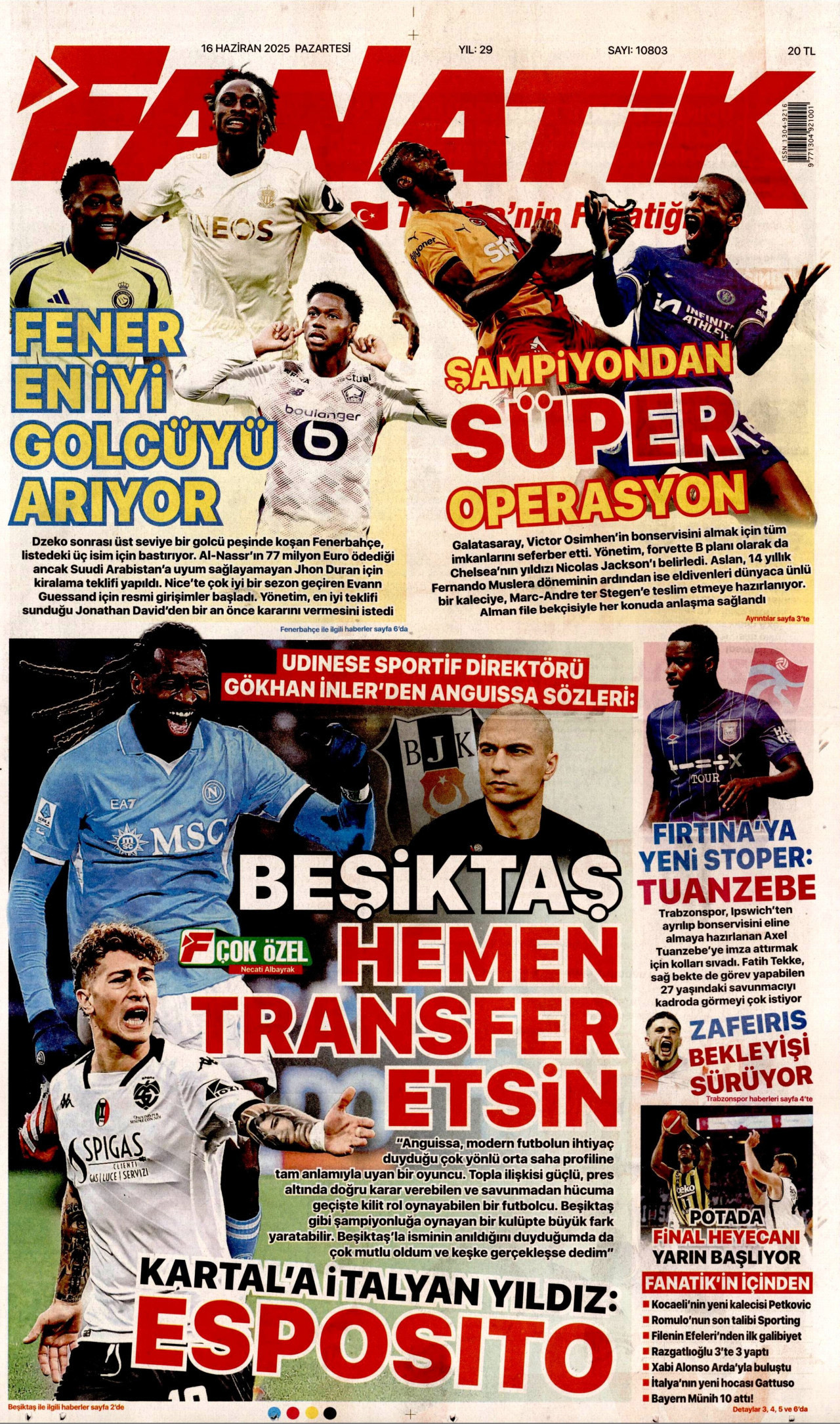 FANATİK Gazete Manşeti