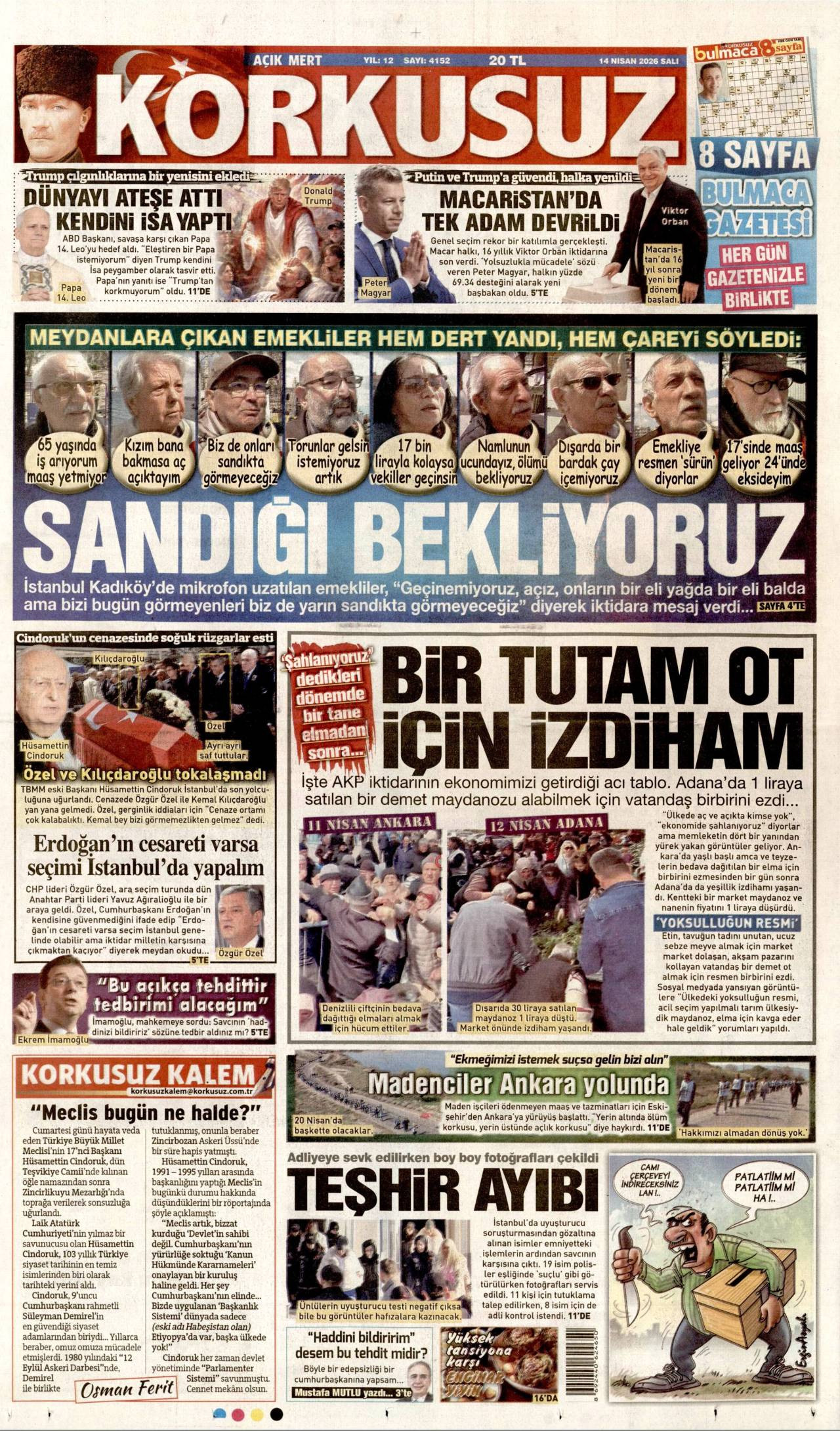 Korkusuz Gazetesi Gazete Manşeti