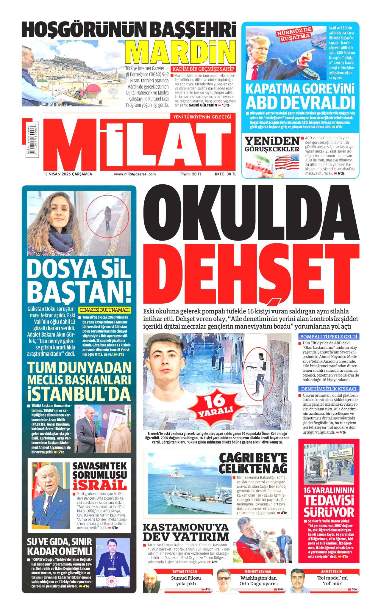 Milat Gazetesi Gazete Manşeti