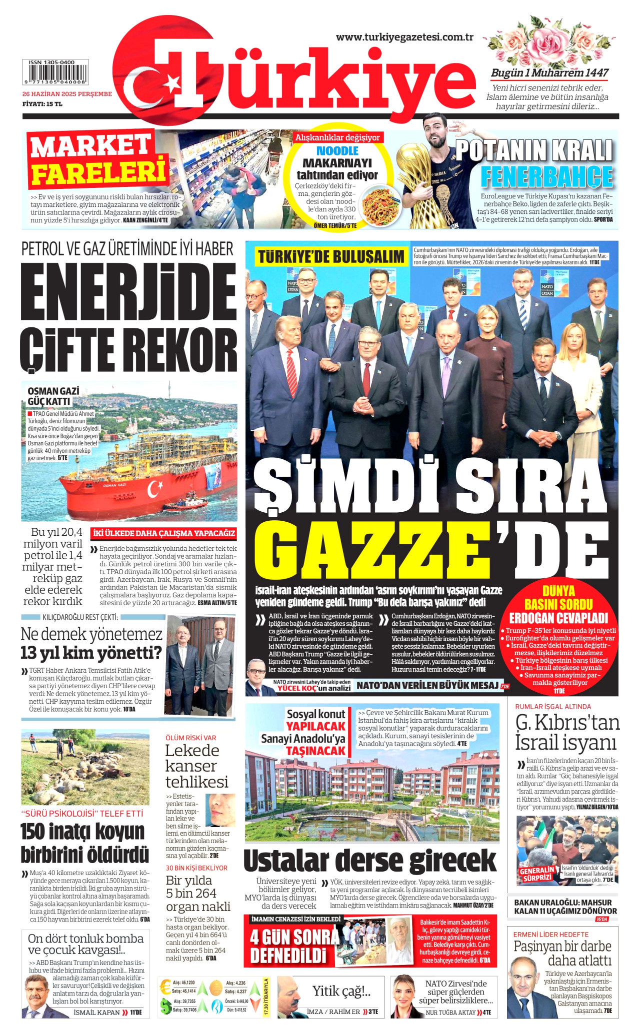 TÜRKİYE GAZETESİ Gazete Manşeti