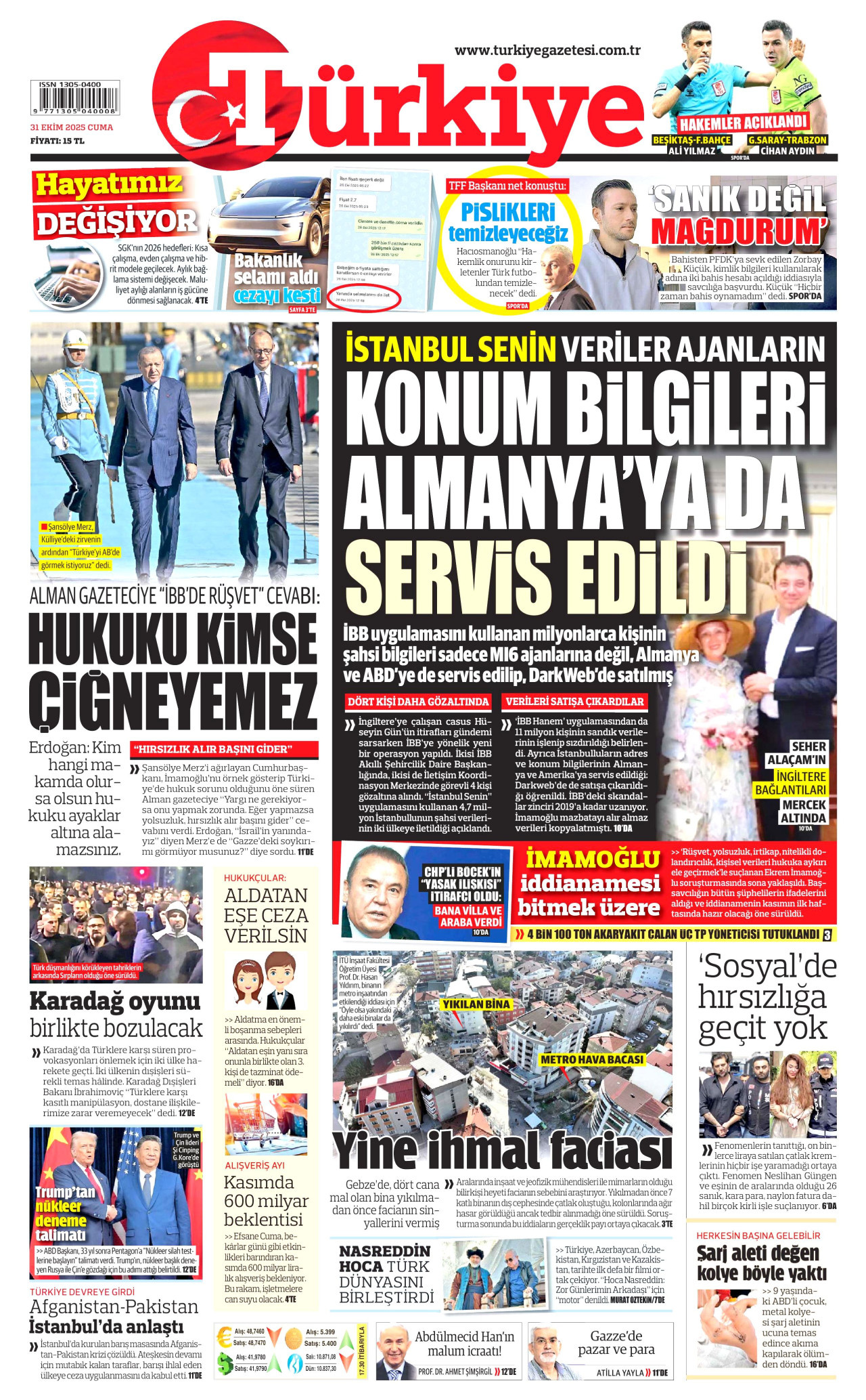 TÜRKİYE GAZETESİ Gazete Manşeti