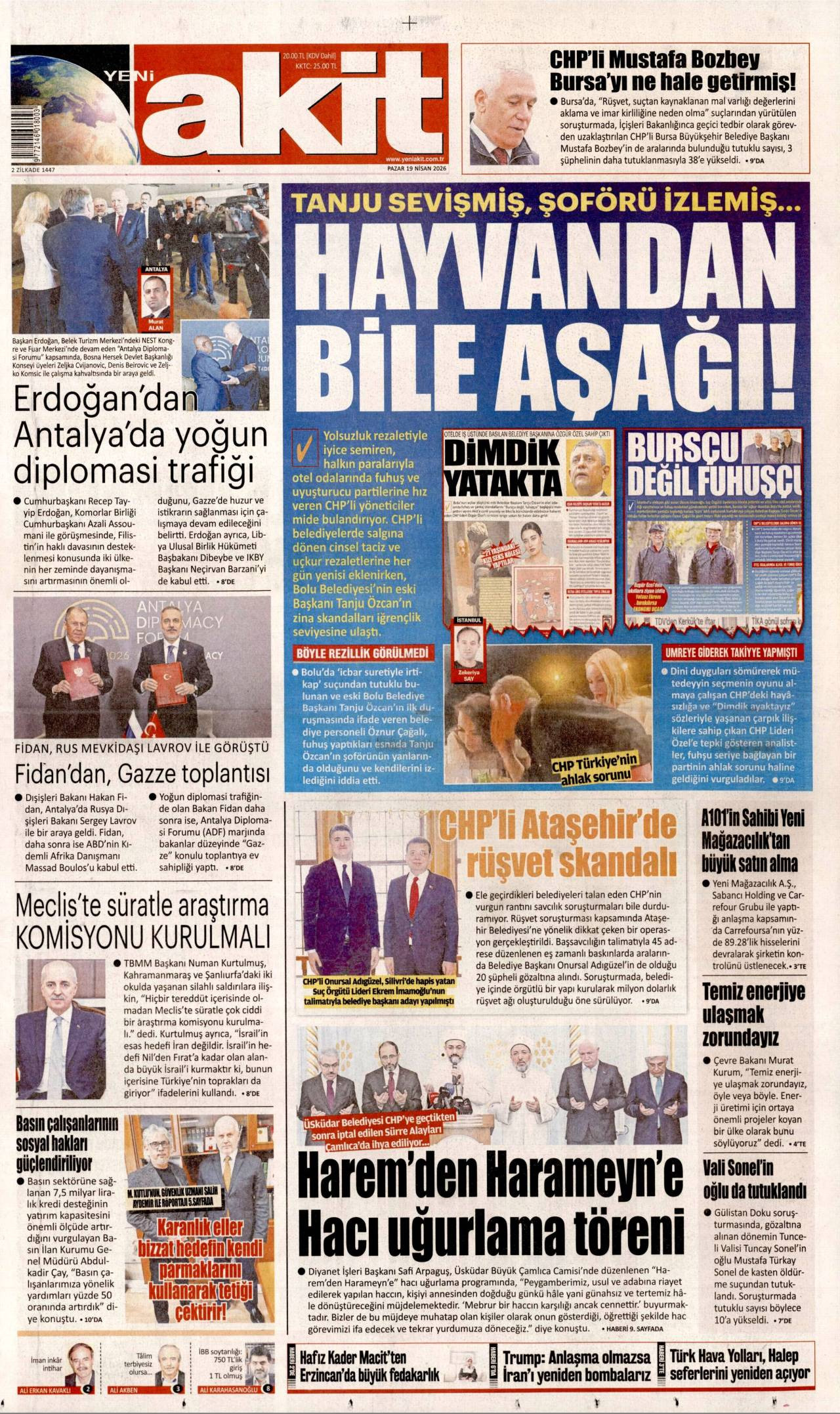 Yeni Akit Gazetesi Gazete Manşeti