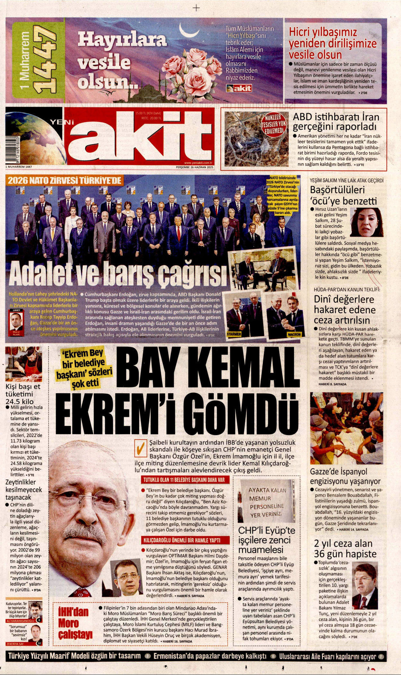 YENİ AKİT Gazete Manşeti