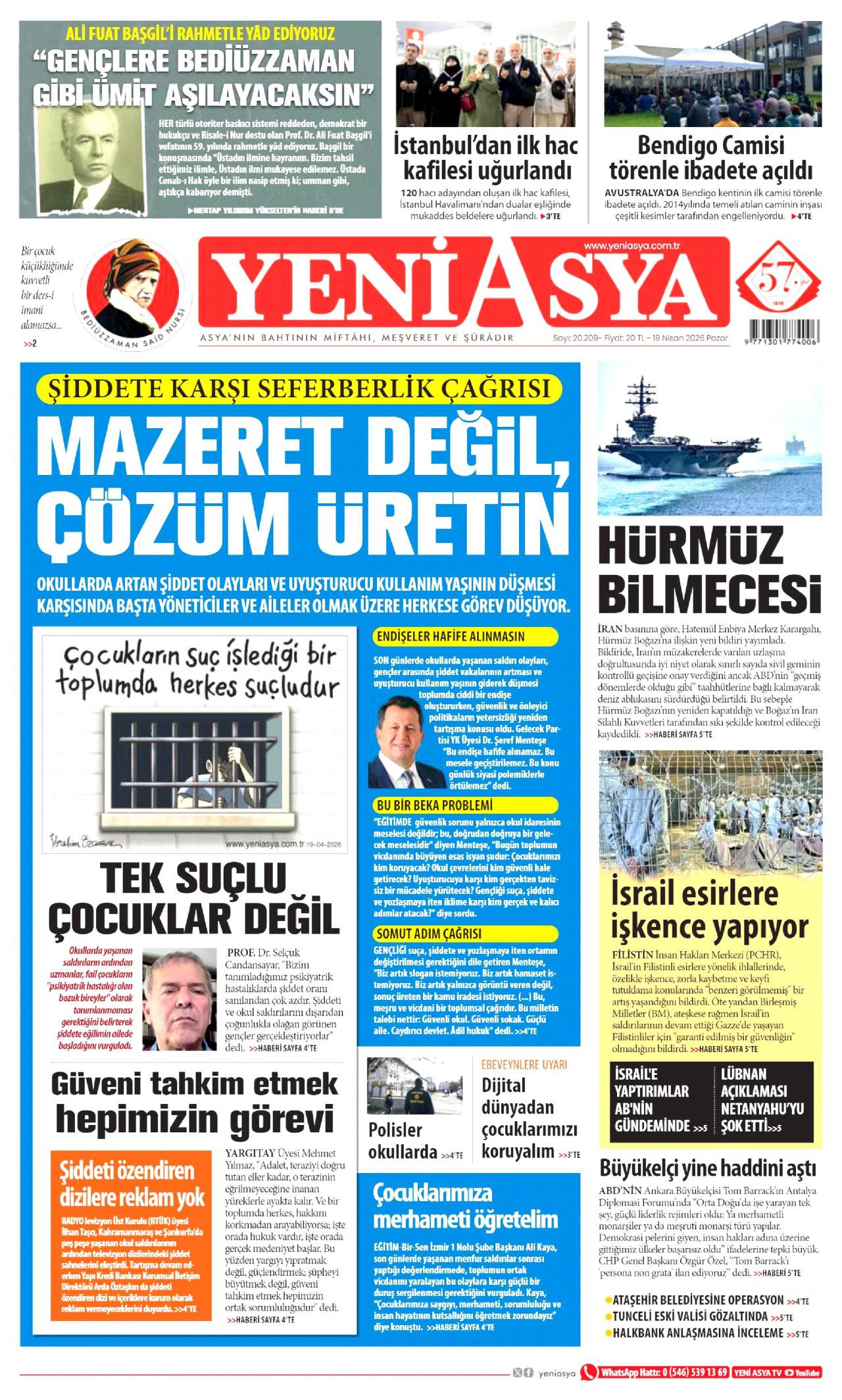 Yeni Asya Gazetesi Gazete Manşeti
