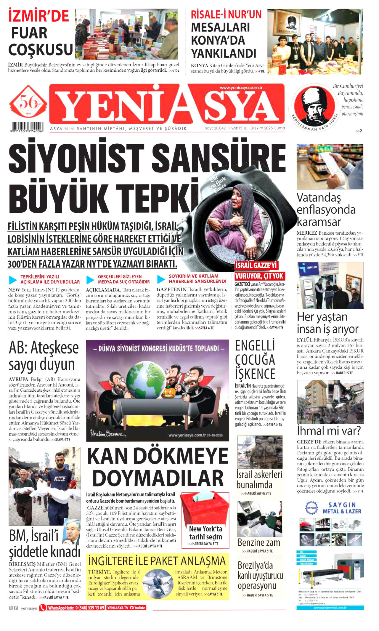 YENİ ASYA Gazete Manşeti