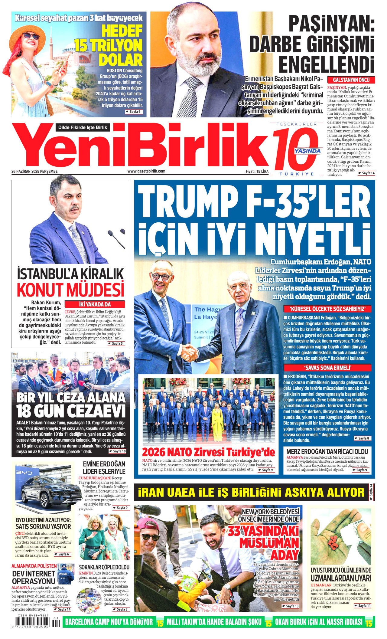 YENİBİRLİK Gazete Manşeti