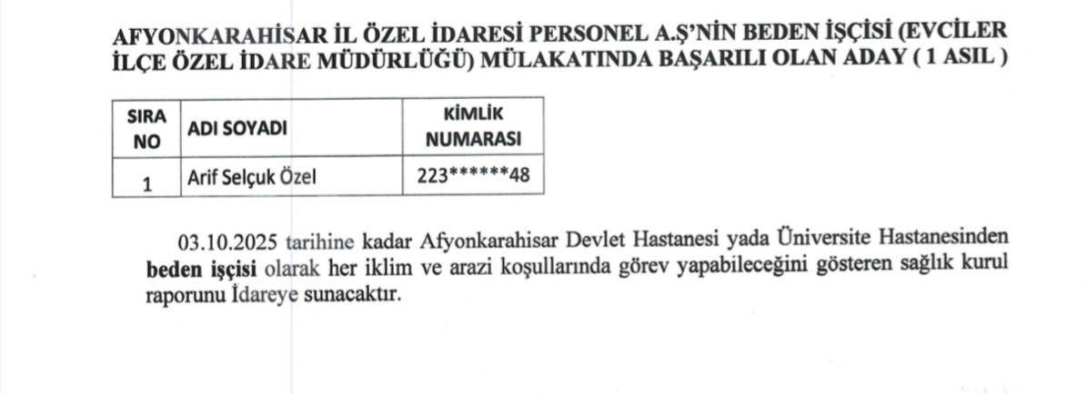 Afyon İl Özel İdaresi Personel Alımında Usulsüzlük İddiası